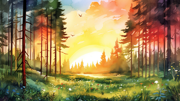 森林手绘背景图片大全_森林手绘背景素材下载_熊猫办公