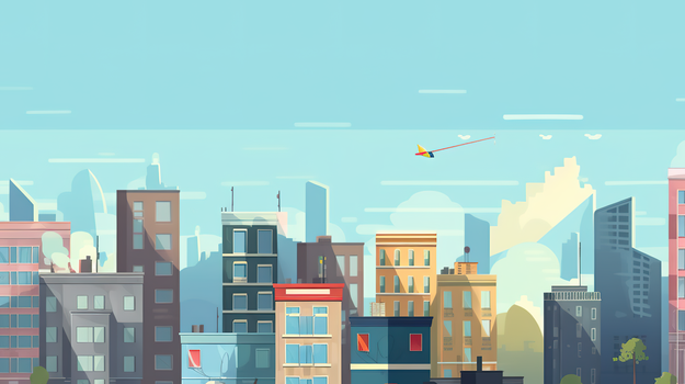 彩色扁平化城市建筑插画