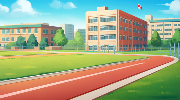 清新卡通教学楼前的操场jpg像素:2912 x 1632格式: jpg校园教学楼下2