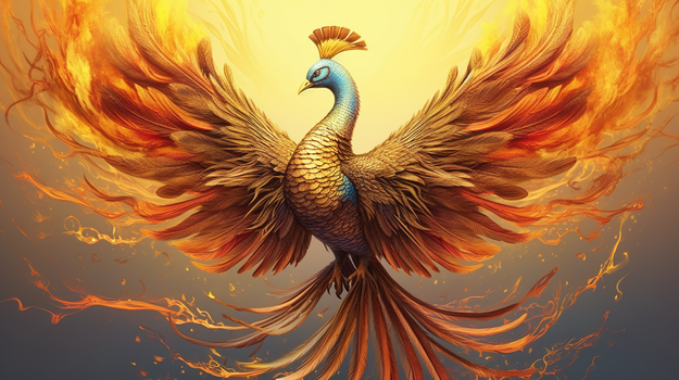 国潮插画浴火重生凤凰背景背景图片素材免费下载_熊猫办公