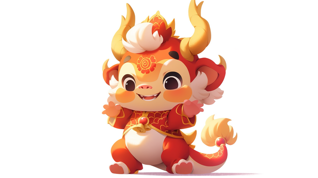 q版可爱生肖龙年卡通形象龙宝宝春节创意插画