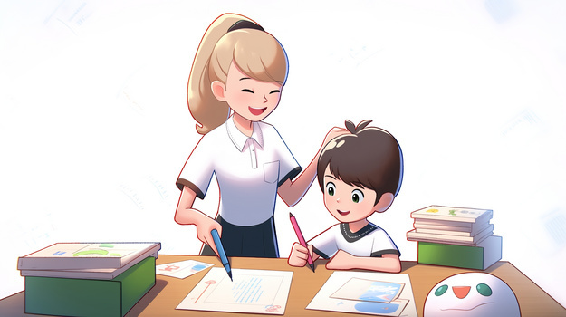 老师指导学生做作业插画jpg像素:2912 x 1632格式: jpg家庭教师辅导