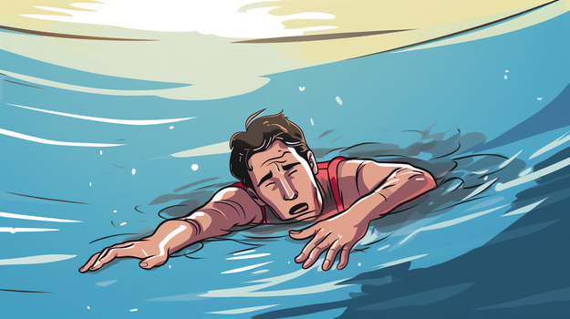 夏季溺水呼救安全宣传插画