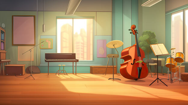 学校音乐教室场景插画