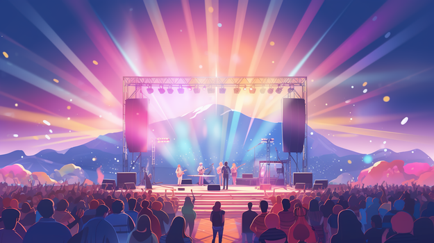 人生鼎沸的音乐演唱现场插画