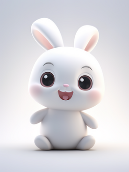 3d立体可爱卡通小白兔动物插画