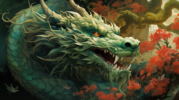 神话传说中的神龙创意插画