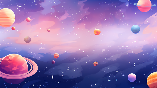 彩色梦幻星空宇宙插画