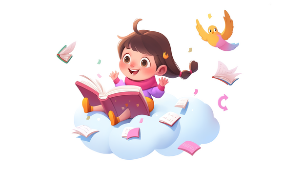 4724 x 2362格式: psdjpgpsd小男孩坐着看书认真复习的卡通背景像素