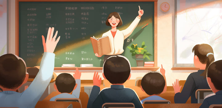 老师和同学们在教室上课创意插画图片素材下载_jpg格式_熊猫办公