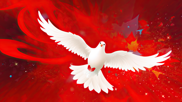 红色世界和平日和平鸽插画