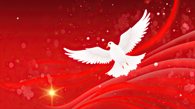 红色世界和平日和平鸽插画