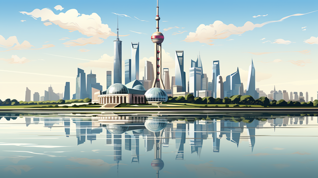 上海东方明珠城市地标插画