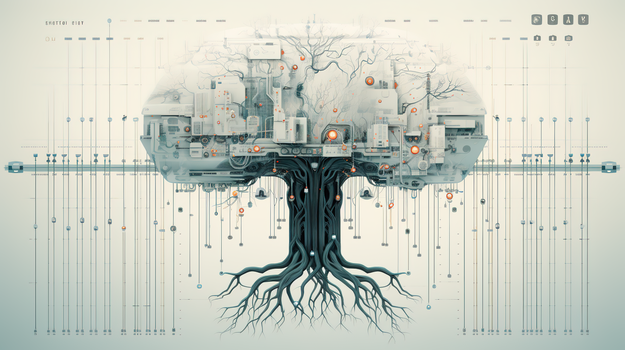 科技风树状大脑智慧树插画