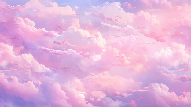 粉色天空云层唯美风景插画