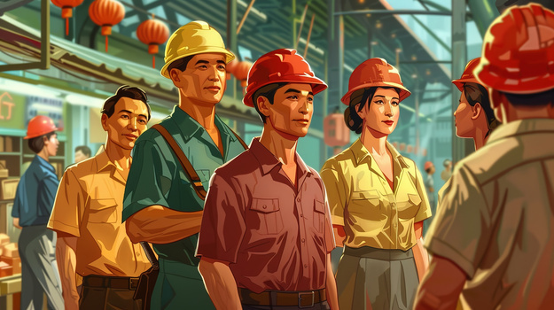 建筑工地上的工人插画