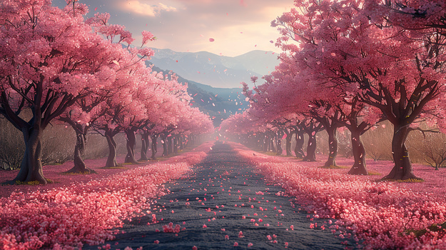 中国红樱花树图片