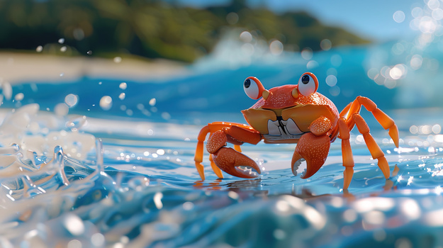 海边爬行的螃蟹插画