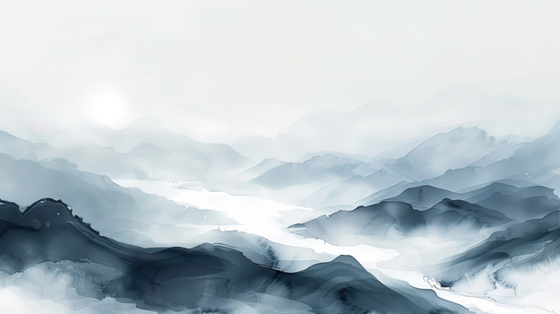 中国风水墨画连绵的山背景