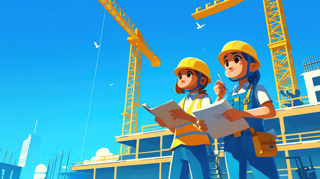 卡通建筑工地劳动的男性工人插画图片素材下载_jpg格式_熊猫办公