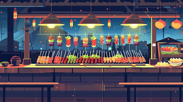 卡通老奶奶小吃摊经济摆摊插画图片素材下载_psd格式_熊猫办公