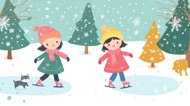 卡通女孩冬天在家温暖场景插画图片素材下载_jpg格式_熊猫办公