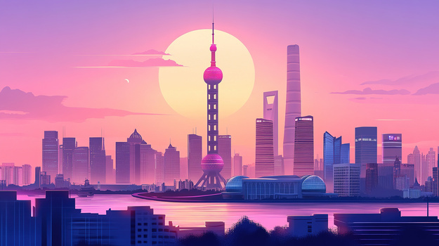 上海东方明珠塔插画