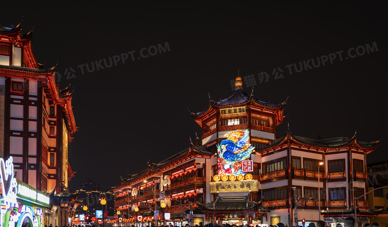 中国传统节日元宵节灯会建筑夜景图片