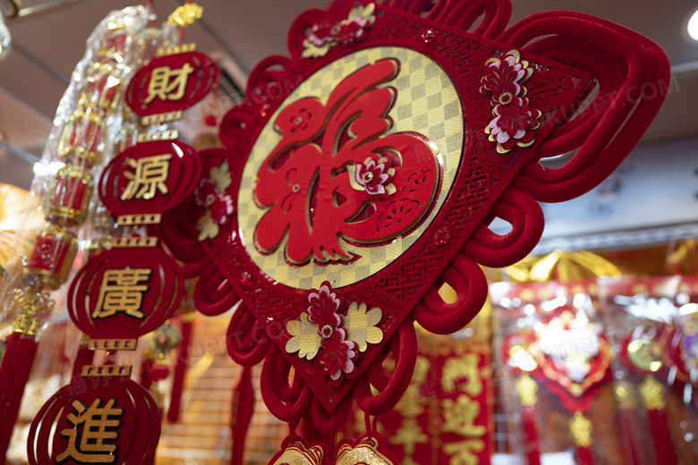 新春过年中国结福字图片