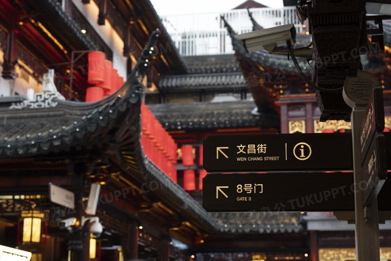 上海城隍庙中式建筑笼图片
