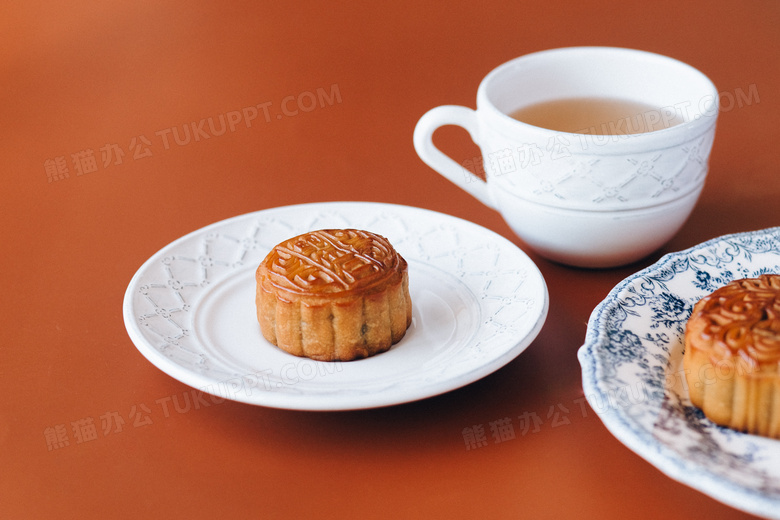 月饼茶中国人中期秋天节日食物