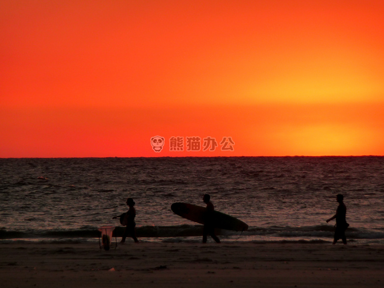 橙色 海 日落