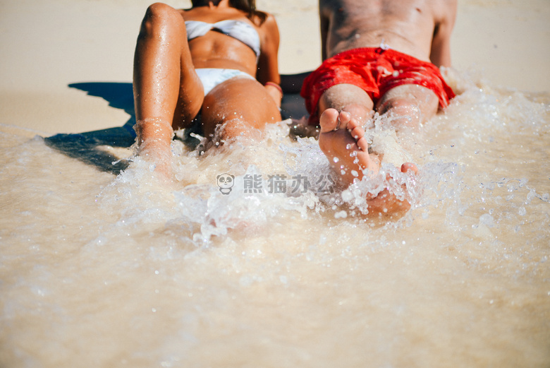 海滩 脚 闲暇