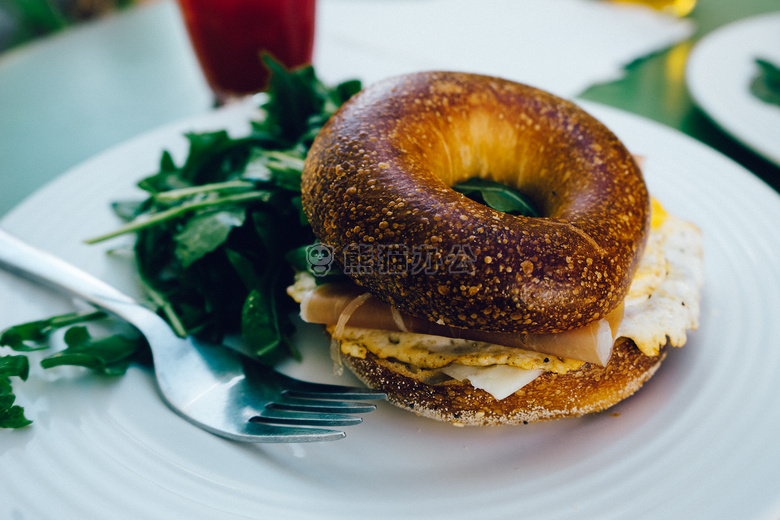 百吉饼 早餐 食物