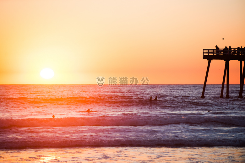海滩 橙色 码头
