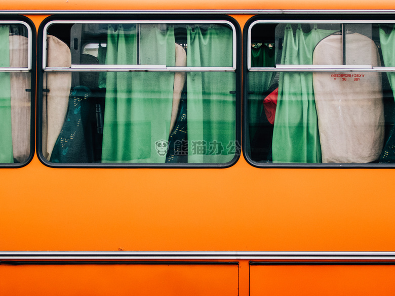 公共汽车 窗帘 橙色