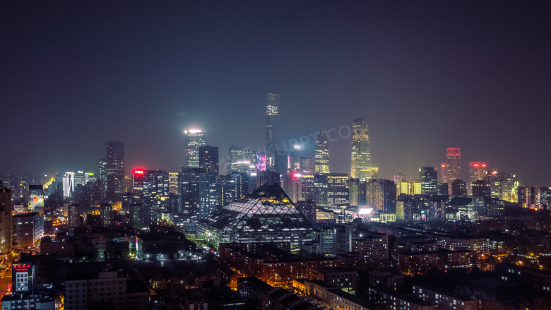 繁华都市建筑夜景图片