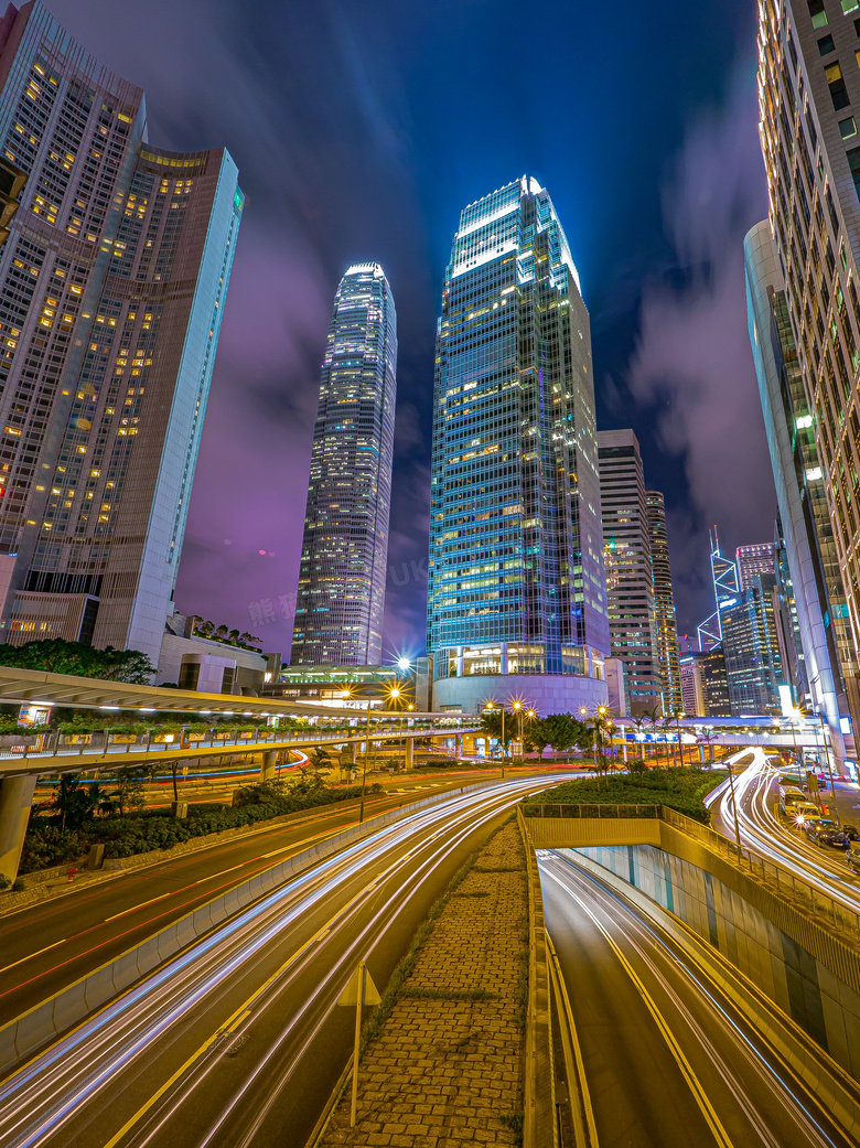 繁华都市立交桥夜景图片