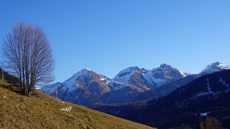 秋季山顶雪景图片