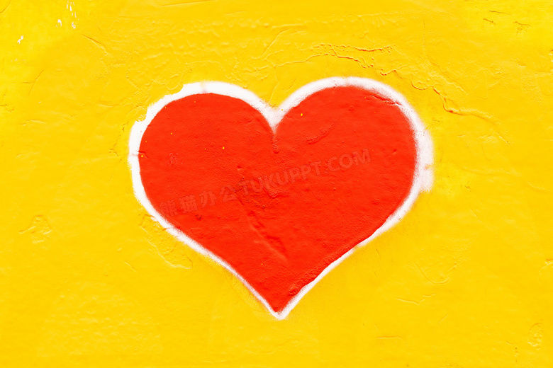 爱心涂鸦墙黄色背景图片