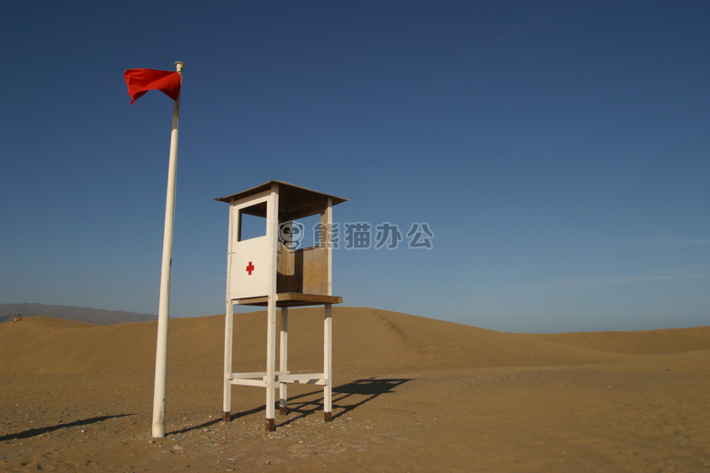 海岸救生队 海滩 日光