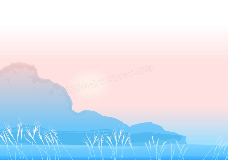 山水湖泊水粉风背景图片