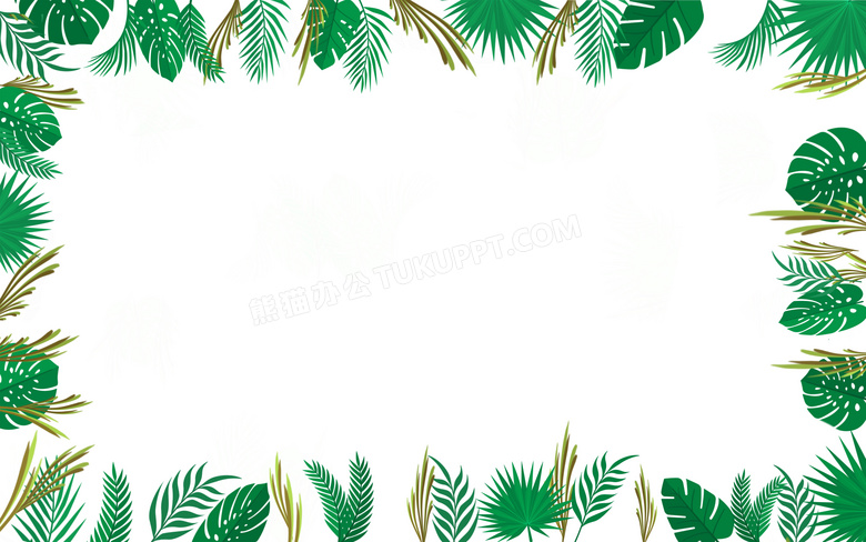 绿色树叶边框背景图片