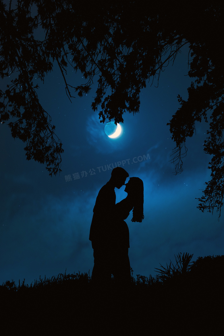 月光下恋人拥抱图片图片
