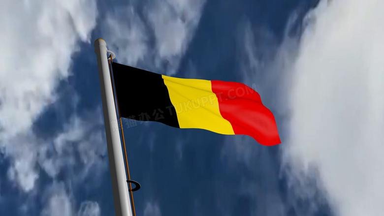 比利时飘扬国旗图片