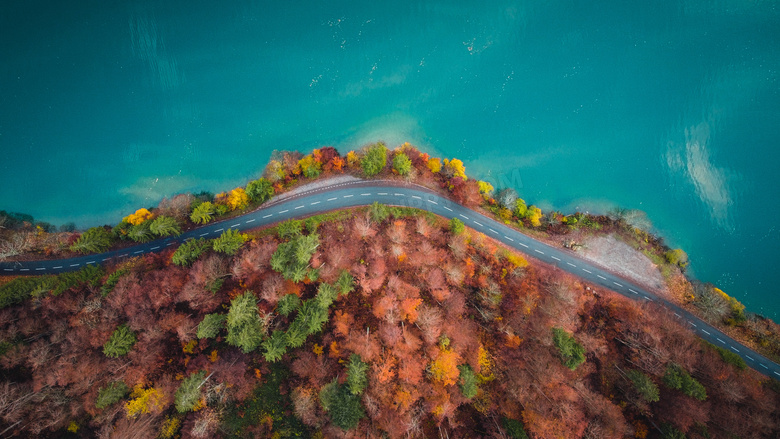 秋季环海公路风景图片