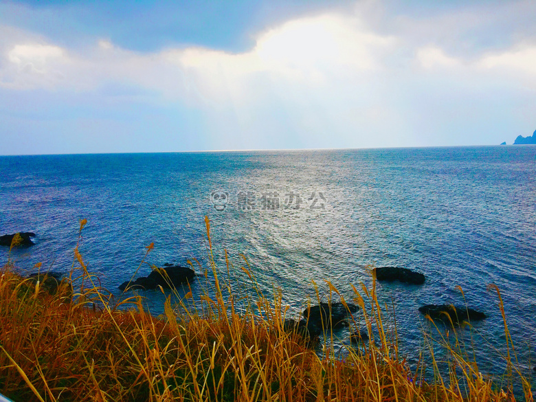 平静的 海岸线 地平线