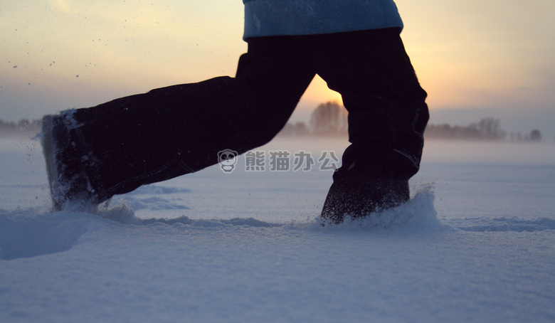 冬天 雪 日落