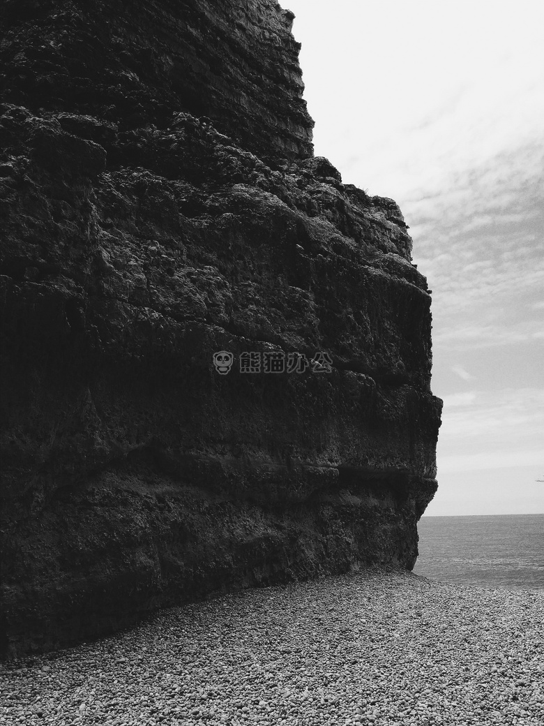 海滩 黑白 岩石