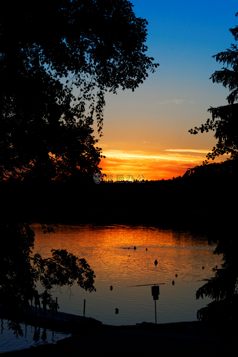 假日 湖 日落